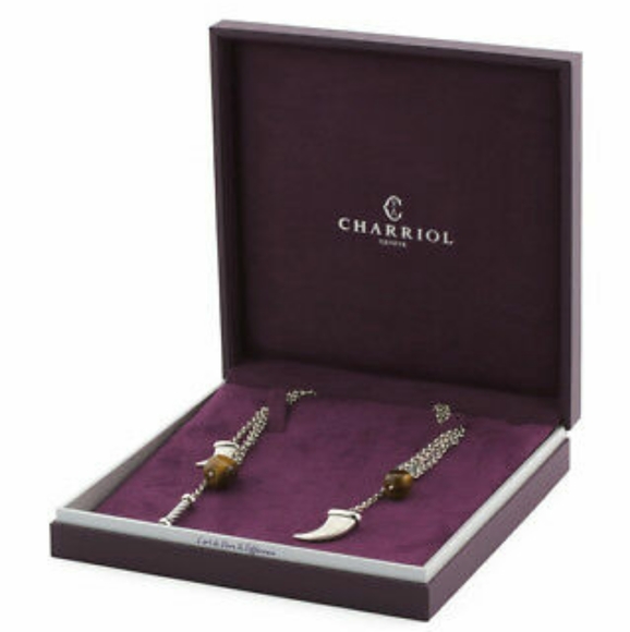 Genuine Charriol Kucha Tiger's Eye Horn Tassel Necklace 36" - Picture 1 of 11